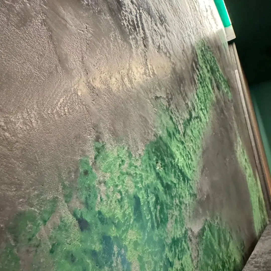 TCS Venetian Plastering - Luxury Green Venetian Plaster Wall close up detail TCS Venetian Plastering - Luxury Green Venetian Plaster Wall close up detail